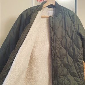 Old navy Sherpa lined quilted bomber jacket